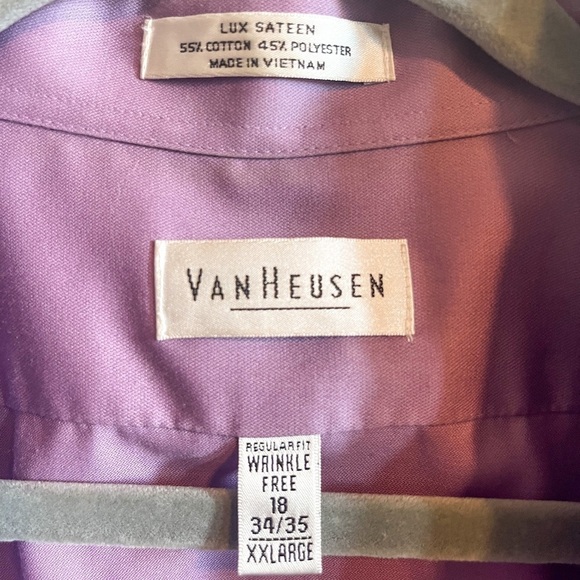 Van Heusen Big Fit Stretch Flex Wrinkle Free Dress Shirt Lavender - Picture 9 of 15